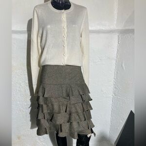 Talbots Cream and Gray Asymmetrical Skirt